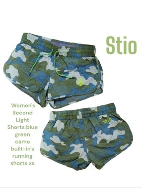 Stio Women's Second Light camo shorts 1114117 blue gray neon green built-in's xs